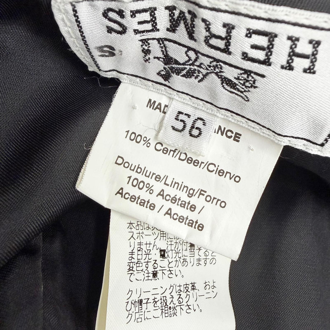 Excellent HERMES hat Deerskin Bucket Hat black Deerskin Women 56