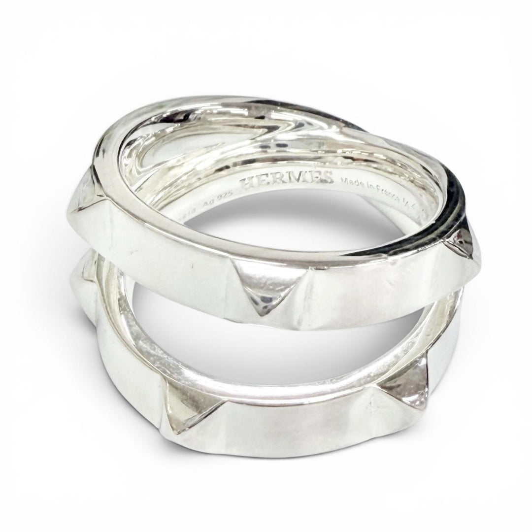 Great HERMES Ring ring Hermès Clou de H Double Ring Silver AG925 Women 54