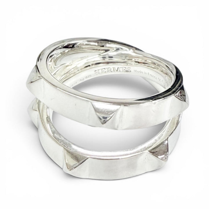 Great HERMES Ring ring Hermès Clou de H Double Ring Silver AG925 Women 54