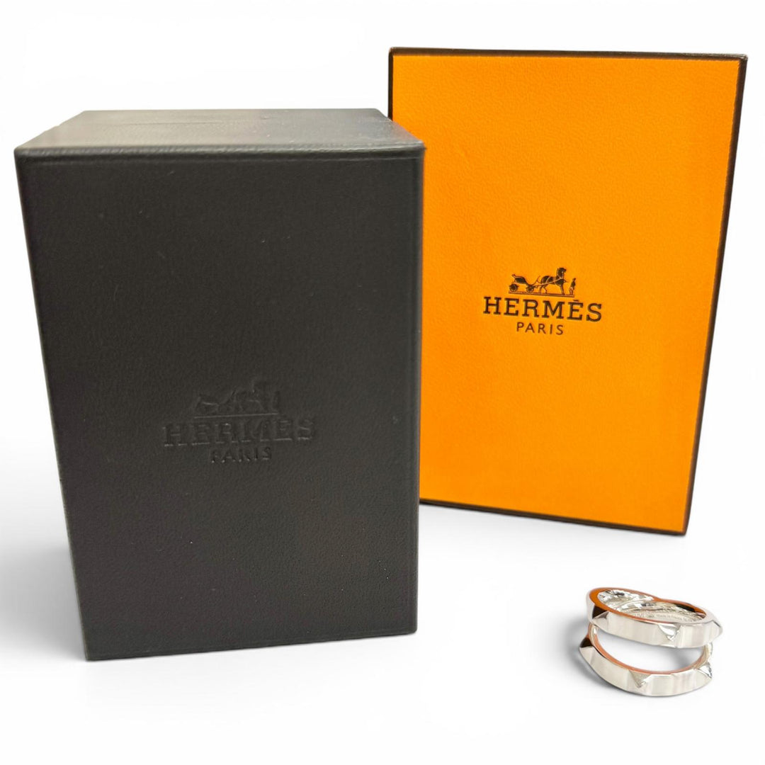 Great HERMES Ring ring Hermès Clou de H Double Ring Silver AG925 Women 54
