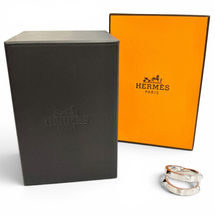 Great HERMES Ring ring Hermès Clou de H Double Ring Silver AG925 Women 54