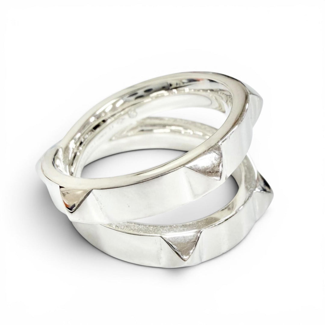 Great HERMES Ring ring Hermès Clou de H Double Ring Silver AG925 Women 54