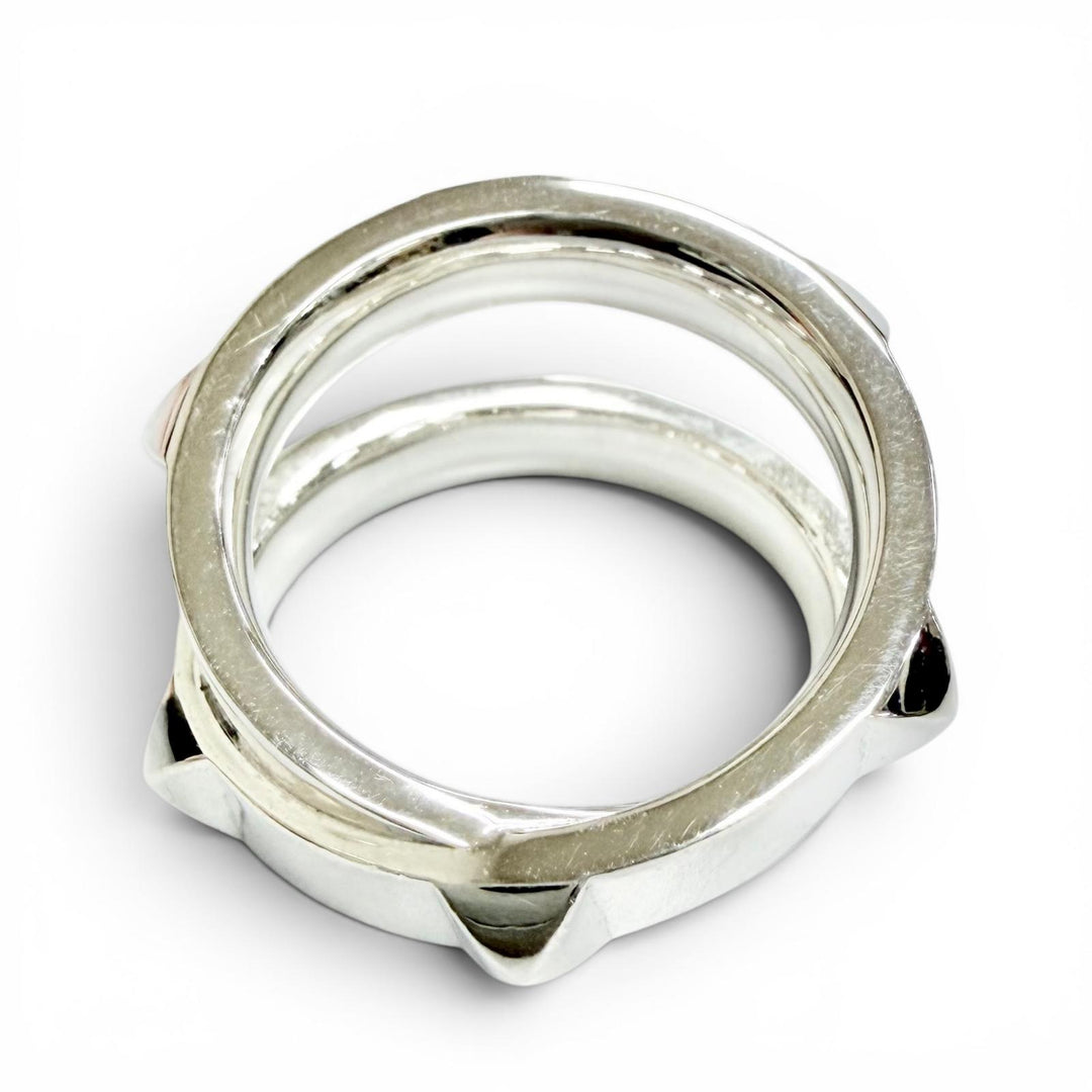Great HERMES Ring ring Hermès Clou de H Double Ring Silver AG925 Women 54
