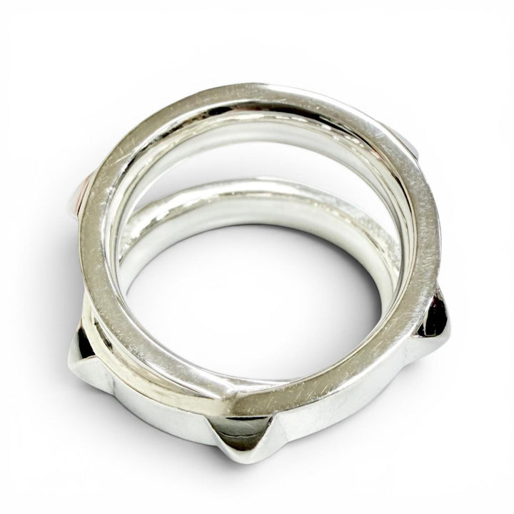 Great HERMES Ring ring Hermès Clou de H Double Ring Silver AG925 Women 54