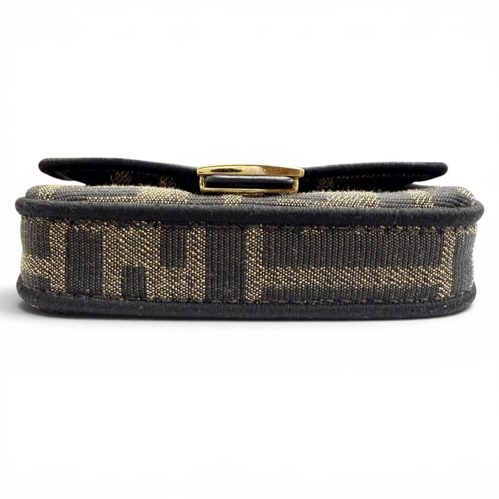 Great FENDI Nano bucket FF Logo Metal Zucca Pattern 2-Way Chain Shoulder Pouch