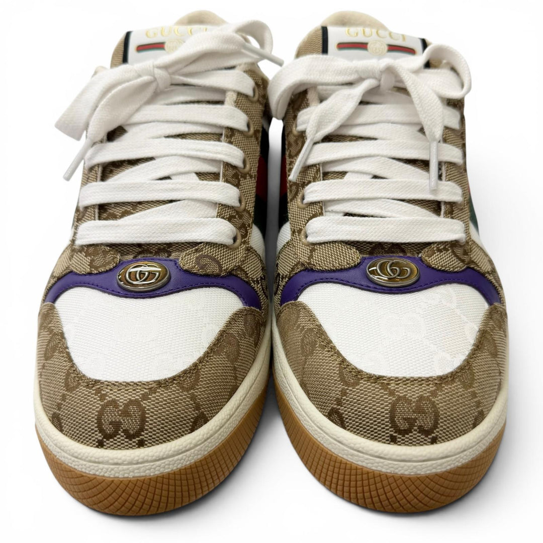 Pristine GUCCI Low cut sneakers Screener beige GG canvas mens 6 812638