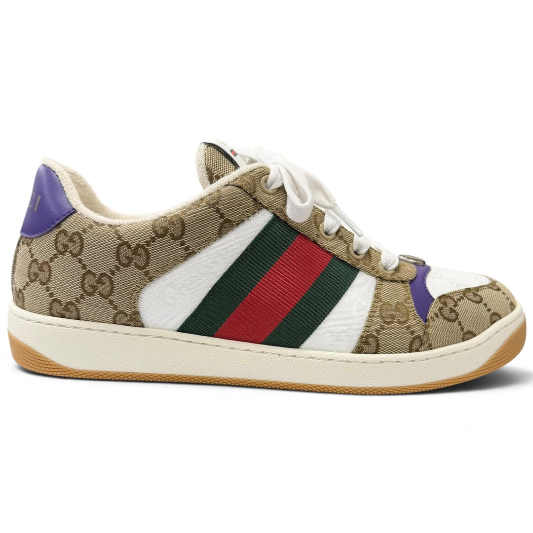 Pristine GUCCI Low cut sneakers Screener beige GG canvas mens 6 812638