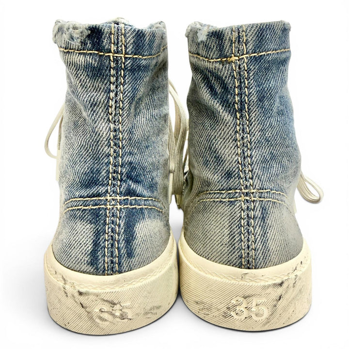 Pristine BALENCIAGA High cut sneakers PARIS HIGH TOP Distressed denim 688756