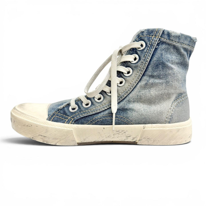 Pristine BALENCIAGA High cut sneakers PARIS HIGH TOP Distressed denim 688756