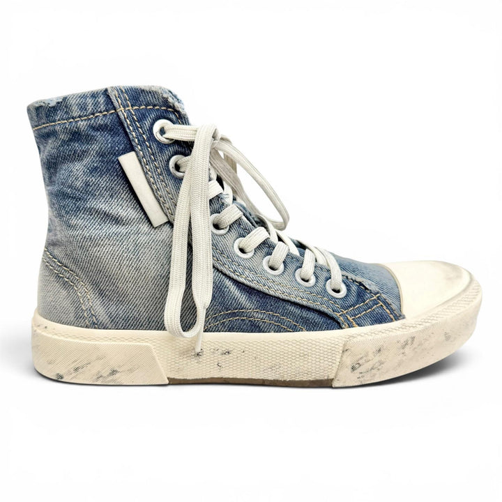 Pristine BALENCIAGA High cut sneakers PARIS HIGH TOP Distressed denim 688756