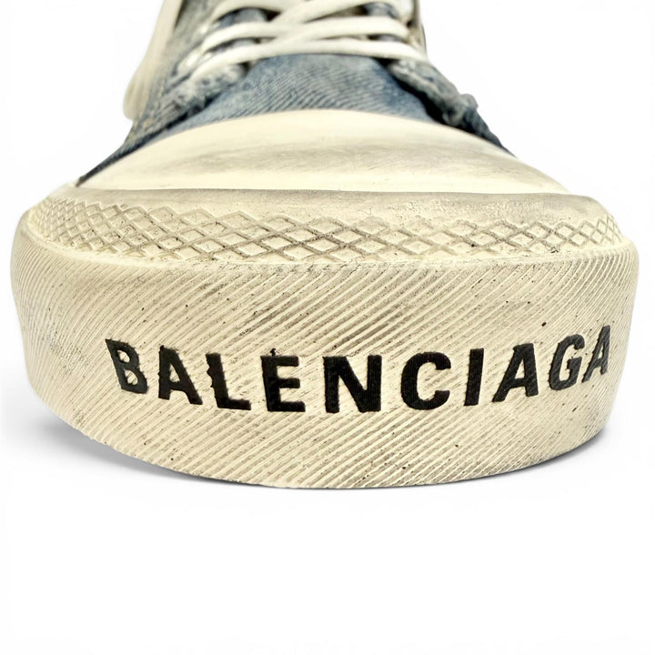 Pristine BALENCIAGA High cut sneakers PARIS HIGH TOP Distressed denim 688756