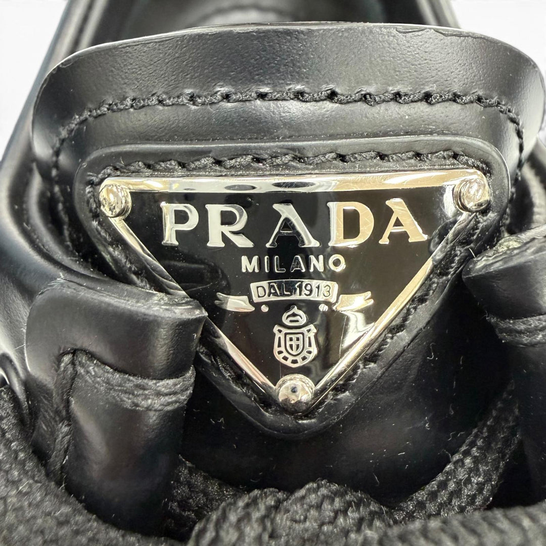Great PRADA monolith Triangle logo brushed leather derby shoes 35.5 1E254N