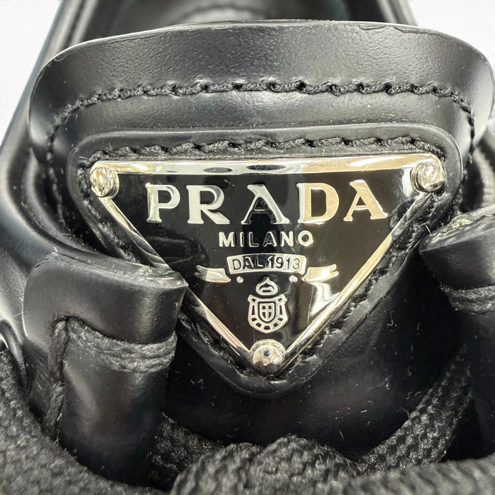 Great PRADA monolith Triangle logo brushed leather derby shoes 35.5 1E254N