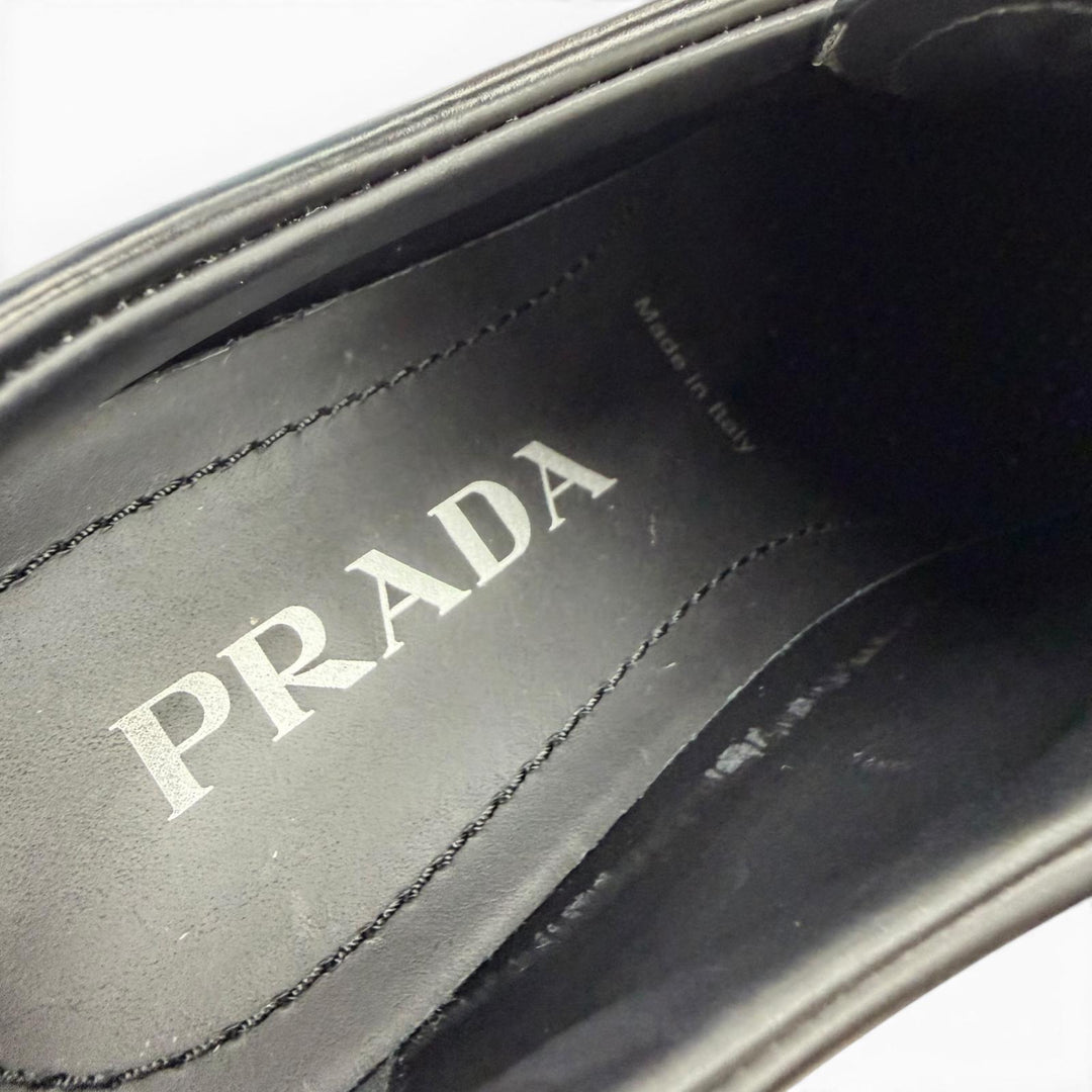 Great PRADA monolith Triangle logo brushed leather derby shoes 35.5 1E254N