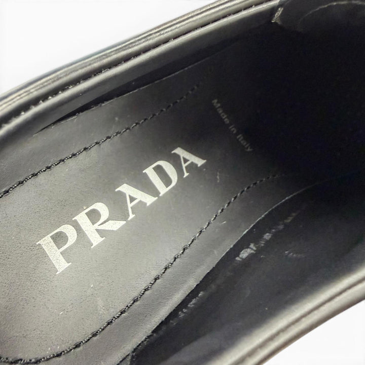 Great PRADA monolith Triangle logo brushed leather derby shoes 35.5 1E254N