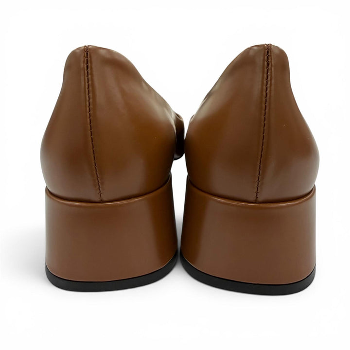 Great PRADA pumps Logo-emblazoned two-tone brushed leather Brown Women 35 1I964N