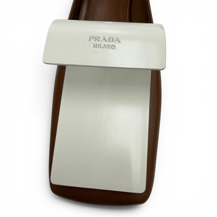 Great PRADA pumps Logo-emblazoned two-tone brushed leather Brown Women 35 1I964N