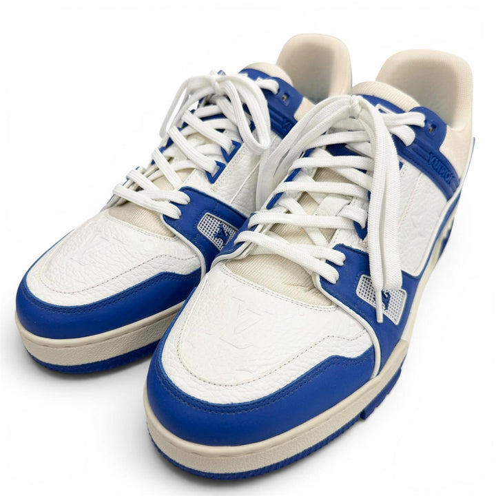 Pristine LOUIS VUITTON Low cut sneakers Monogram blue leather mens 8.5