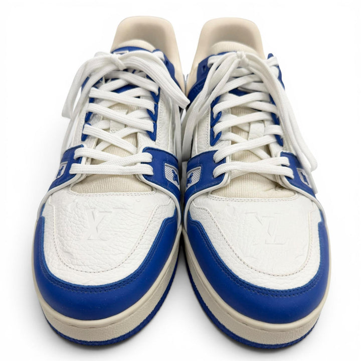 Pristine LOUIS VUITTON Low cut sneakers Monogram blue leather mens 8.5