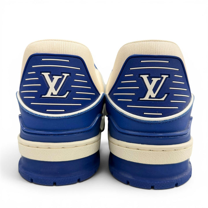 Pristine LOUIS VUITTON Low cut sneakers Monogram blue leather mens 8.5