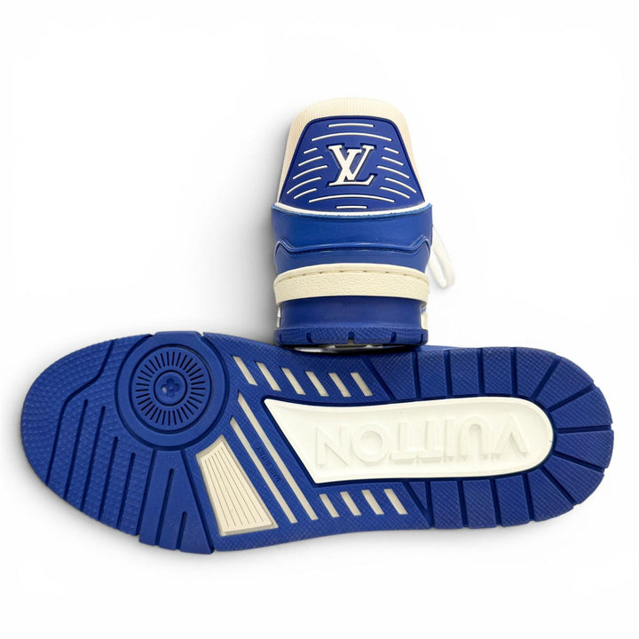 Pristine LOUIS VUITTON Low cut sneakers Monogram blue leather mens 8.5