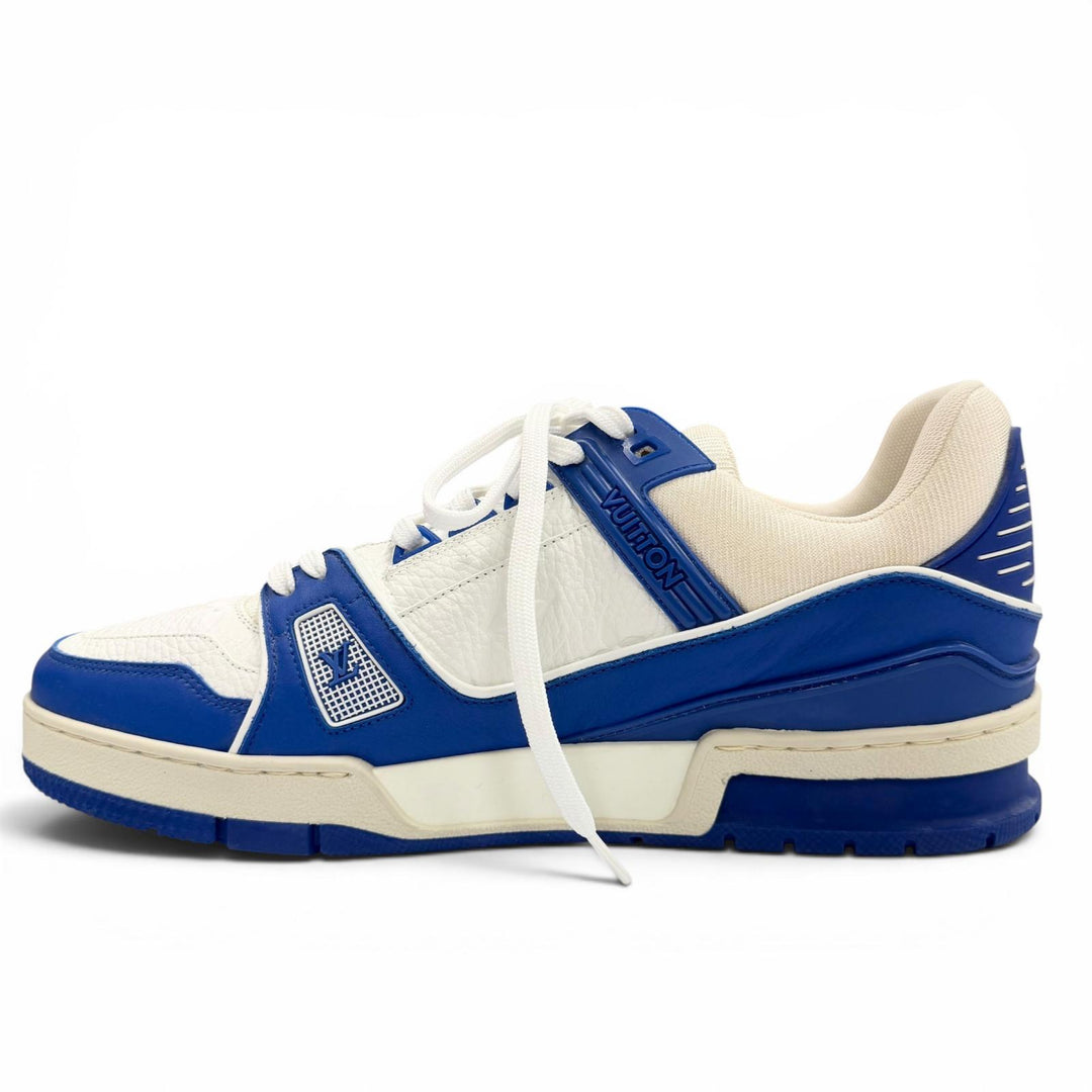 Pristine LOUIS VUITTON Low cut sneakers Monogram blue leather mens 8.5