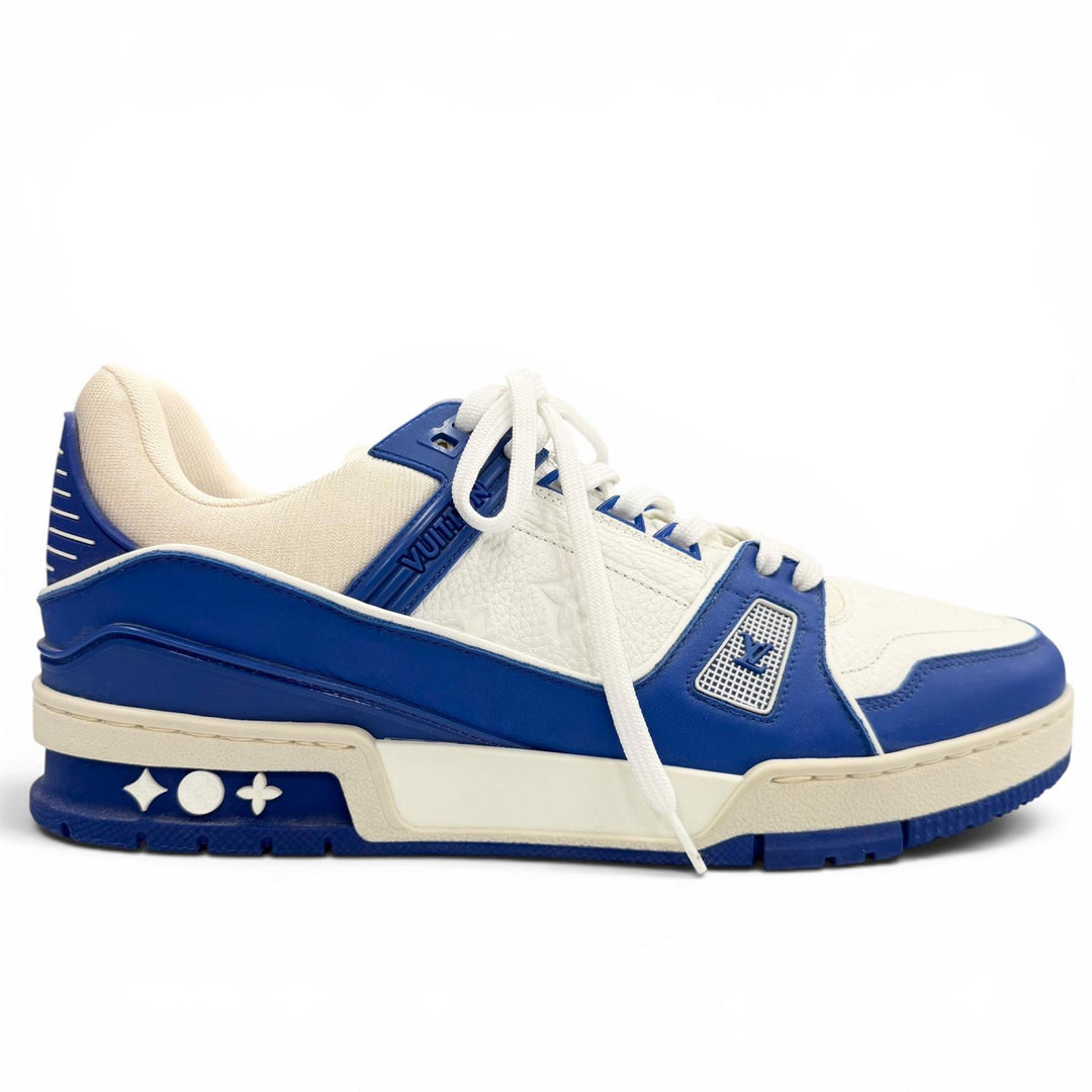 Pristine LOUIS VUITTON Low cut sneakers Monogram blue leather mens 8.5