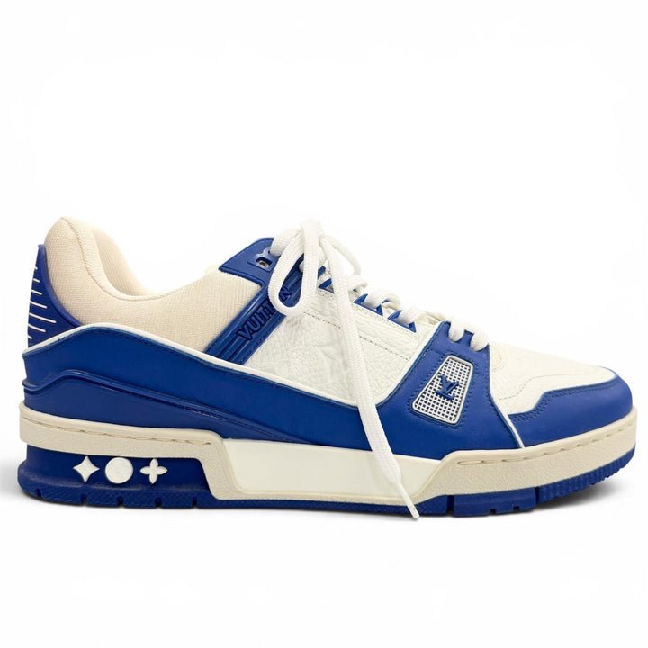 Pristine LOUIS VUITTON Low cut sneakers Monogram blue leather mens 8.5