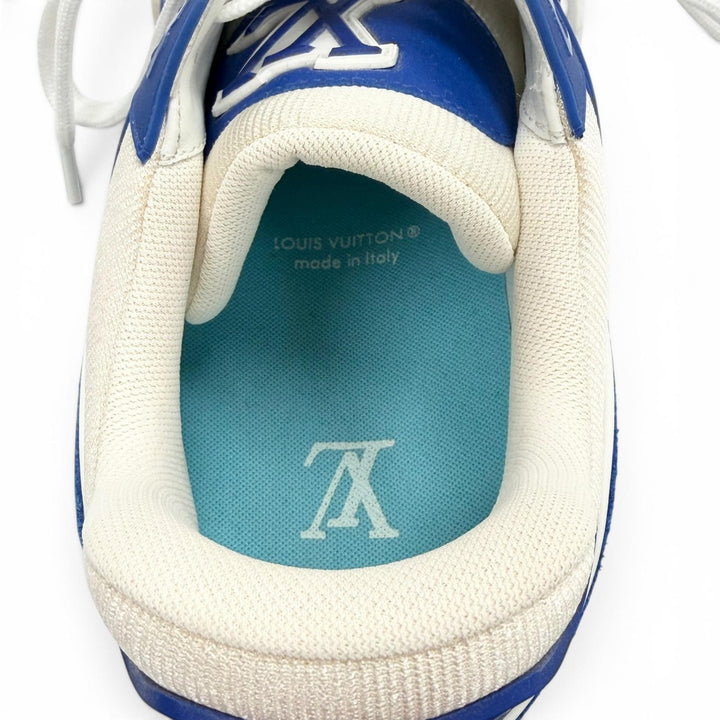 Pristine LOUIS VUITTON Low cut sneakers Monogram blue leather mens 8.5