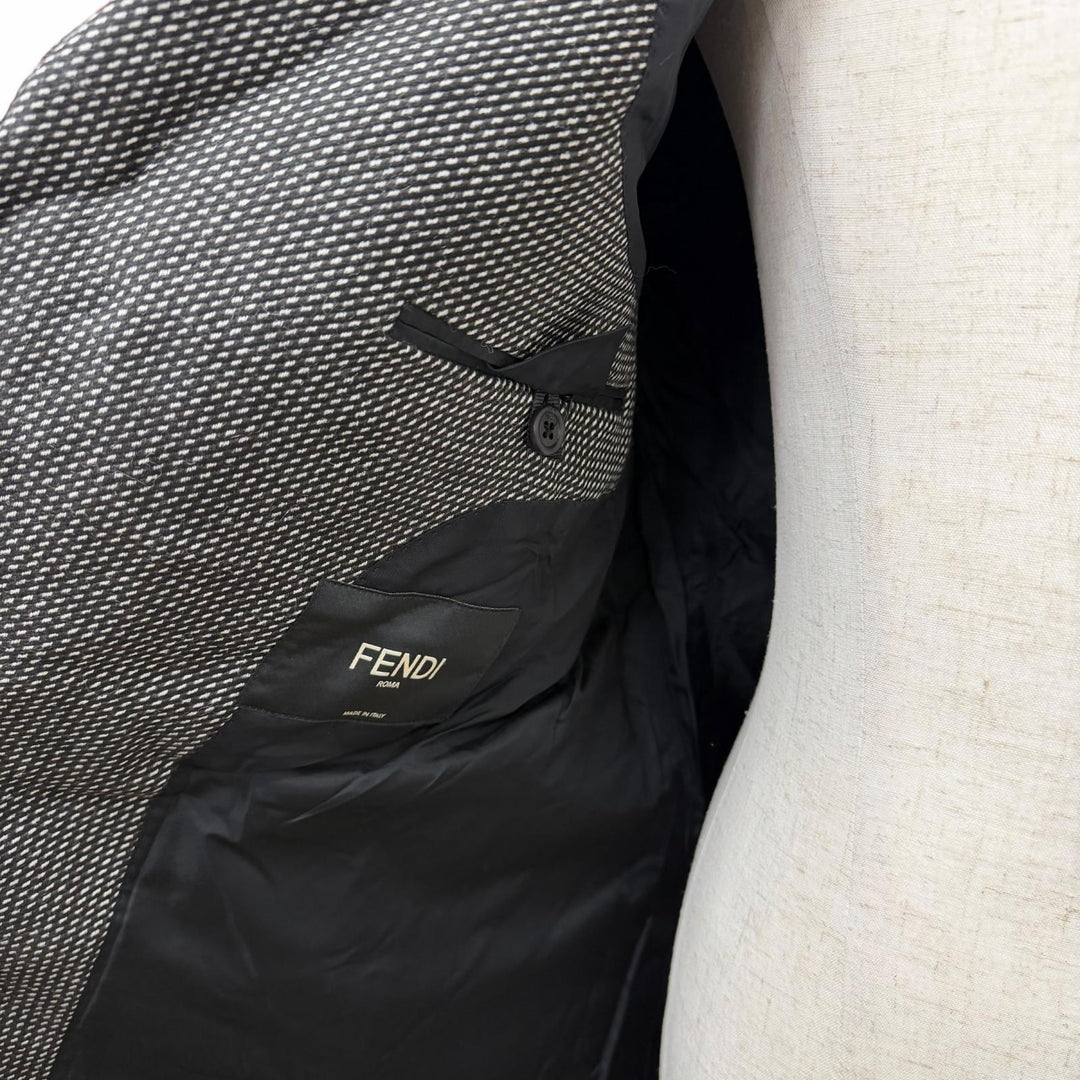 Pristine FENDI Chester coat Modified lapel, all-over pattern Gray