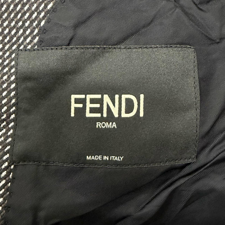 Pristine FENDI Chester coat Modified lapel, all-over pattern Gray