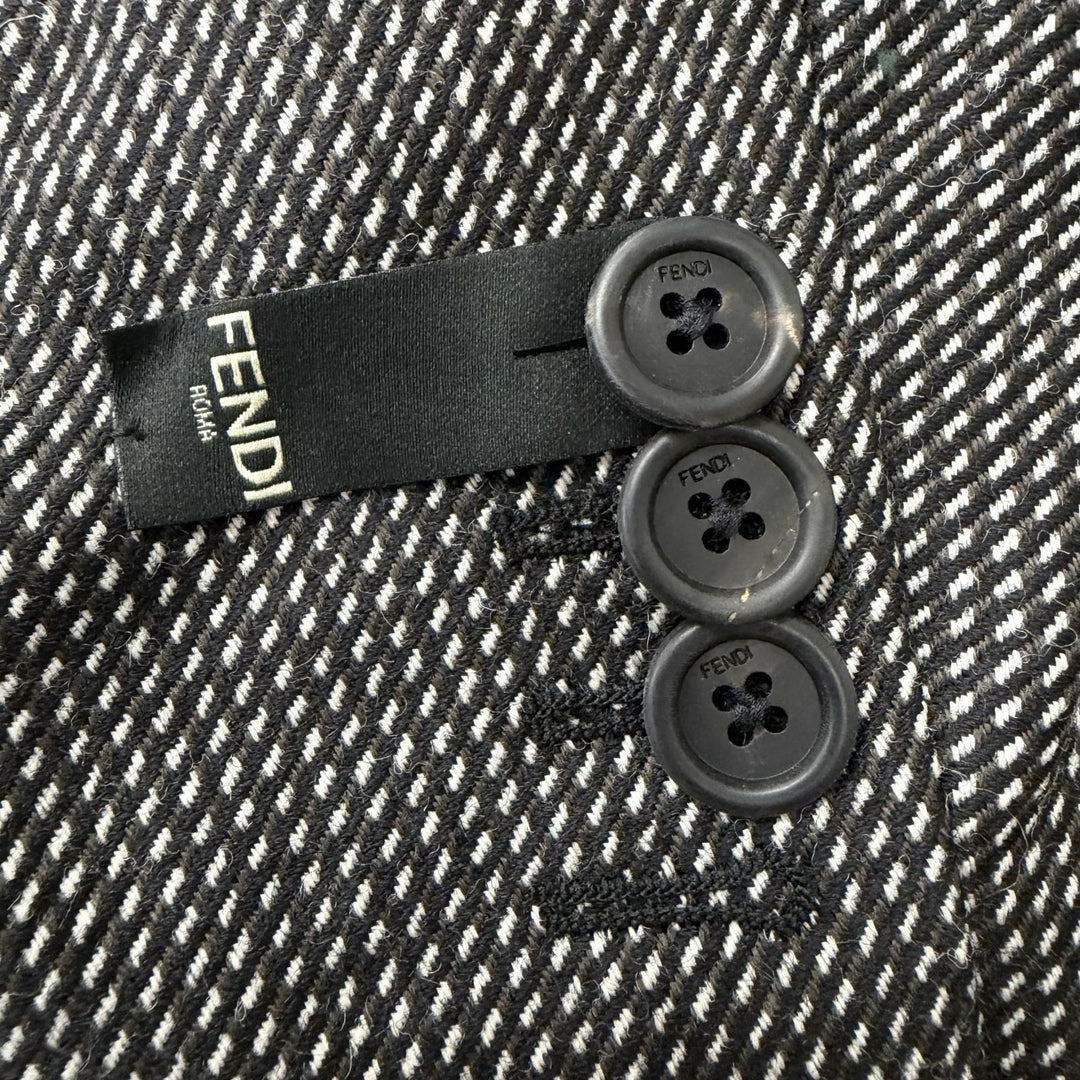 Pristine FENDI Chester coat Modified lapel, all-over pattern Gray