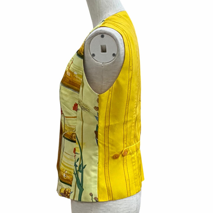 Excellent HERMES Best Flower Car yellow silk Women 38