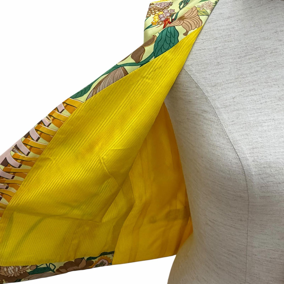 Excellent HERMES Best Flower Car yellow silk Women 38