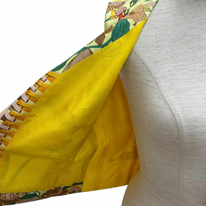 Excellent HERMES Best Flower Car yellow silk Women 38