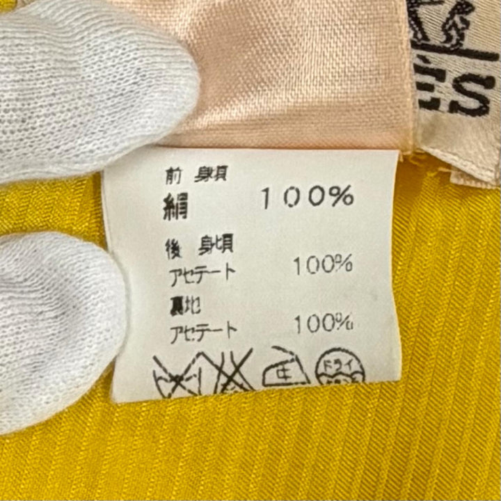Excellent HERMES Best Flower Car yellow silk Women 38
