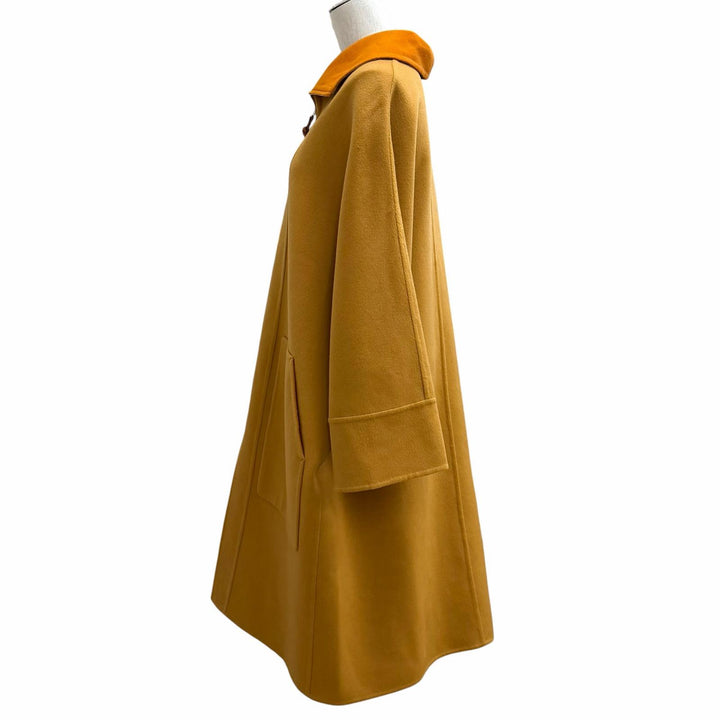 Excellent HERMES coat Leather Zip Bicolor Brown cashmere Women 34 3E0102DZ