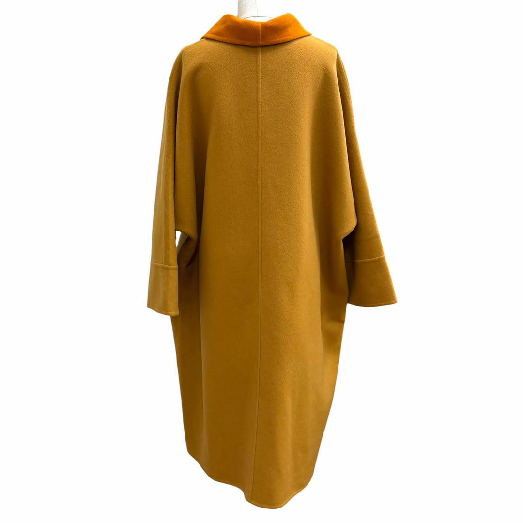 Excellent HERMES coat Leather Zip Bicolor Brown cashmere Women 34 3E0102DZ