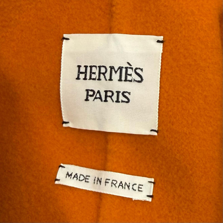 Excellent HERMES coat Leather Zip Bicolor Brown cashmere Women 34 3E0102DZ