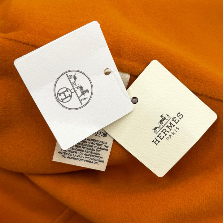 Excellent HERMES coat Leather Zip Bicolor Brown cashmere Women 34 3E0102DZ