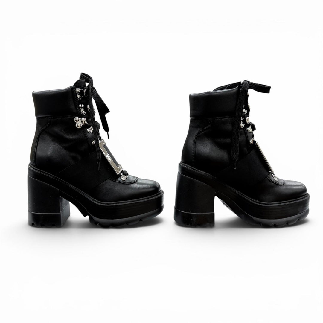 Excellent ROGER VIVIER short boots VIV UTILITY BOOTIE 85 black leather Women 35