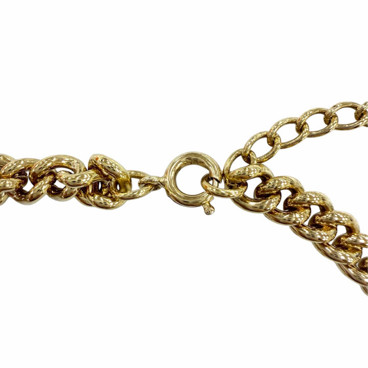 Excellent Christian Dior Necklace Rhinestone Accessory Chain gold metal Women