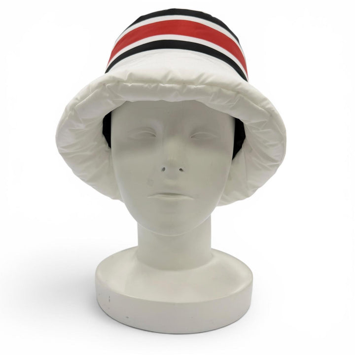 Excellent PRADA NYLON PADDED HAT Logo design, padded bucket hat white M 1HC248