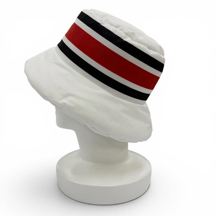 Excellent PRADA NYLON PADDED HAT Logo design, padded bucket hat white M 1HC248