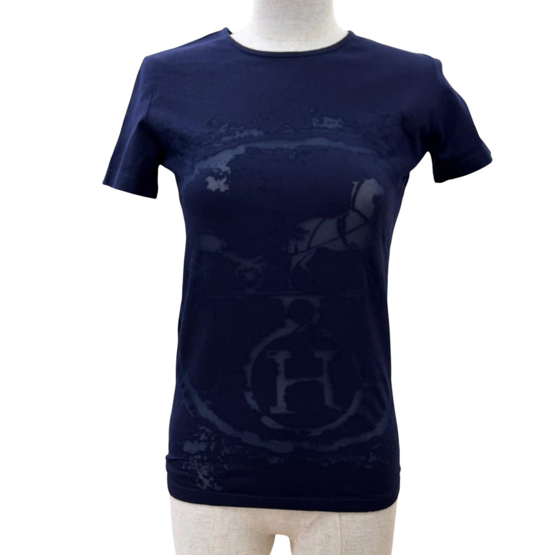 Great HERMES Short sleeve T-shirt Gaultier era embossed carriage with H logo 36