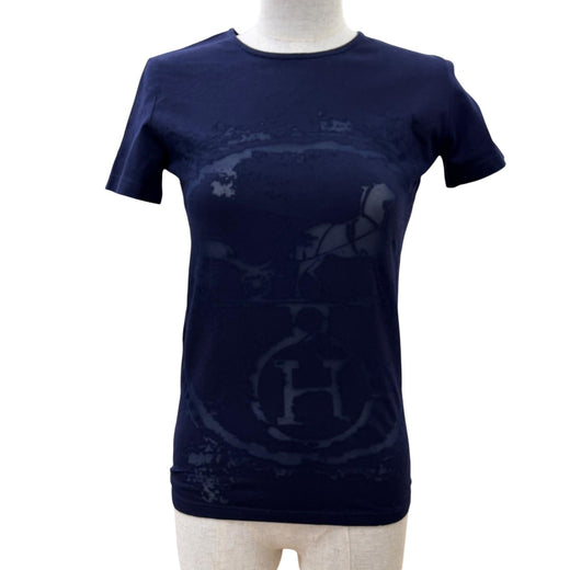 Great HERMES Short sleeve T-shirt Gaultier era embossed carriage with H logo 36