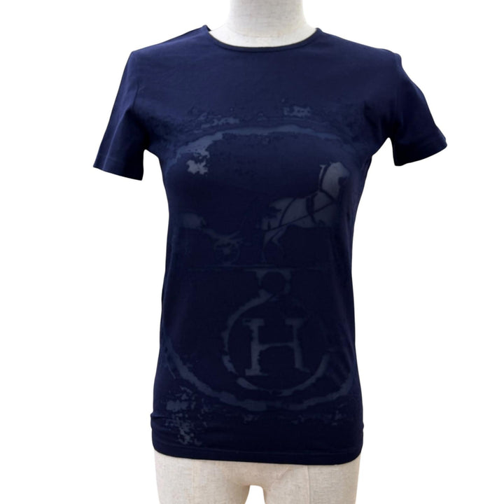 Great HERMES Short sleeve T-shirt Gaultier era embossed carriage with H logo 36