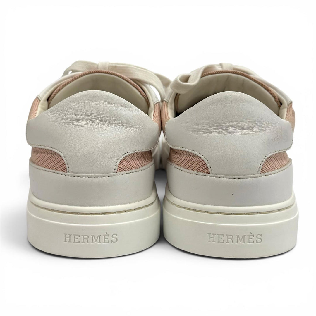 Great HERMES sneakers Day Kelly Metal Leather Lace-Up Canvas Bag pink canvas 37
