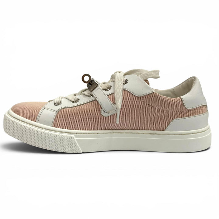 Great HERMES sneakers Day Kelly Metal Leather Lace-Up Canvas Bag pink canvas 37