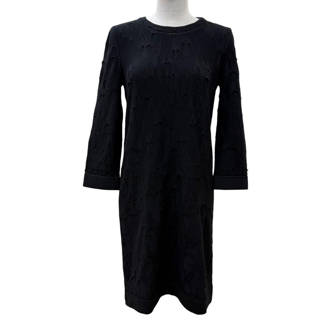 Great CHANEL one piece COCO Mark Plate Long-Sleeve Knit Dress black 36 P41784